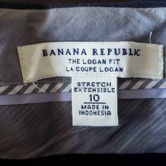 Banana Republic straight leg navy plaid pants - Picture 2 of 5